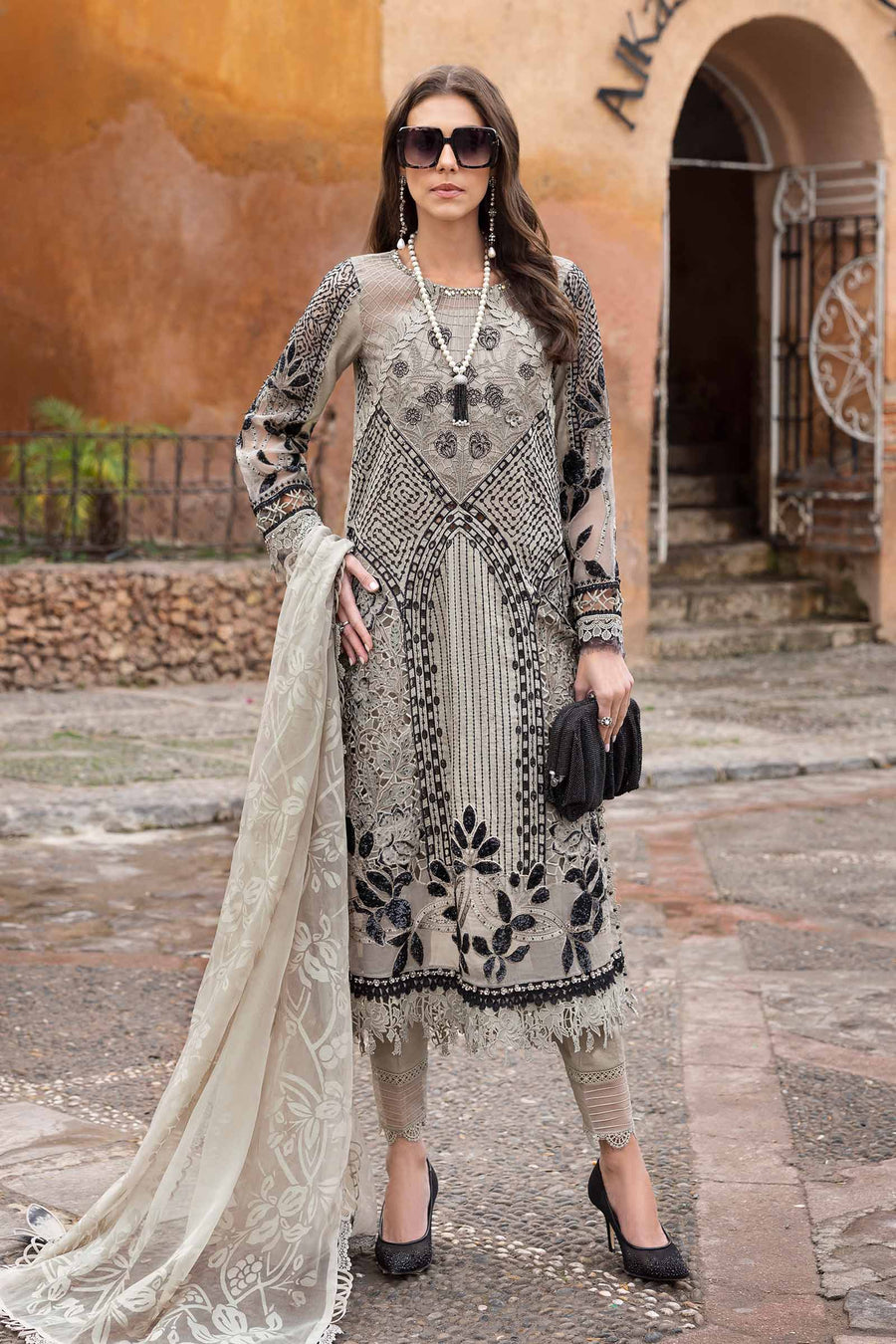 maria b dress design M Basics Maria B Latest Women Printed Dresses Collection 2024